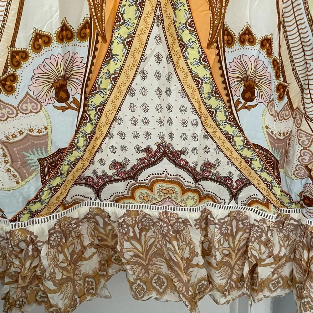 ANTHROPOLOGIE Farm Rio V Neck Flutter Sleeve Dress - Picture 4 of 15